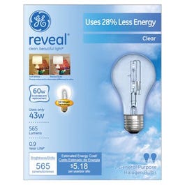 Reveal 43-Watts A-Line Halogen Bulbs, 2-Pk.