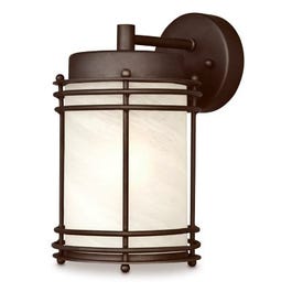 Wall Light Fixture, Outdoor, Oil-Rubbed Bronze & White Glass, 100-Watt, 6.25 x 11-In.