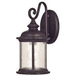 Wall Light Fixture, Outdoor, Oil-Rubbed Bronze & Clear Seeded Glass, 100-Watt, 6.5 x 13.25-In.