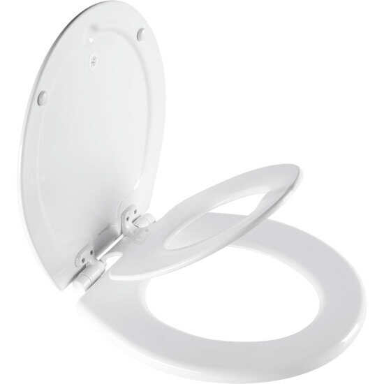 Mayfair by Bemis NextStep2® Round Enameled Wood Potty Training Toilet Seat Never Loosens Removes for Cleaning Slow-Close Adjustable (White)