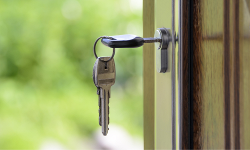 Keys on a door lock.