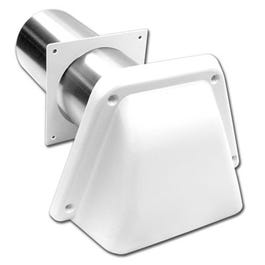 Dryer Vent Hood With Tail Piece, Removable Screen & Sleeve, Commercial Grade, White, 4 x 8-In.