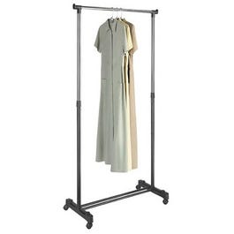 Garment Rack, Adjustable, Ebony & Chrome, 18.25 x 33 x 66-In.