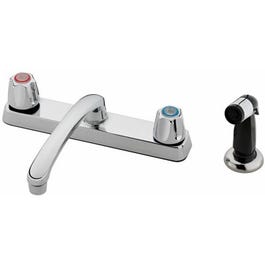 Kitchen Faucet with Spray, Double Handle, Chrome