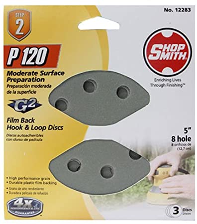 Shopsmith 5-Inch Hook & Loop 8 Hole Sanding Discs 120 Grit