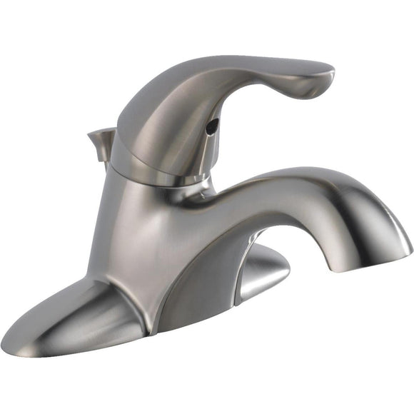 Delta Classic Stainless 1-Handle Lever 4 In. Centerset Bathroom Faucet with Pop-Up